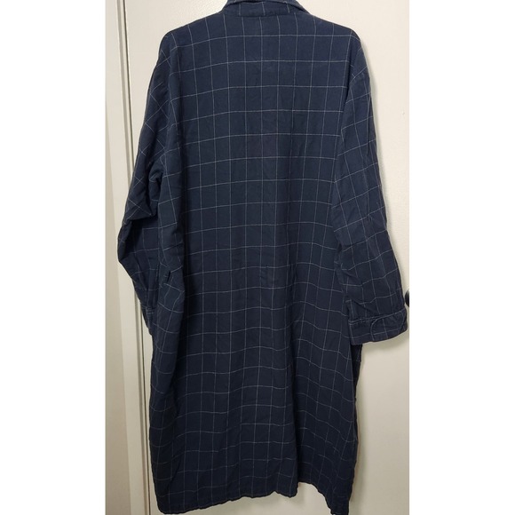 Lands End 100% Cotton‎ Flannel Blue Window Pane Men's Bathrobe 42-44 Lrg Leisure - Picture 2 of 9